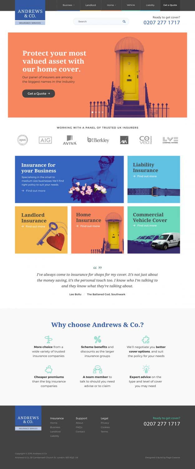 Andrews insurance company website design