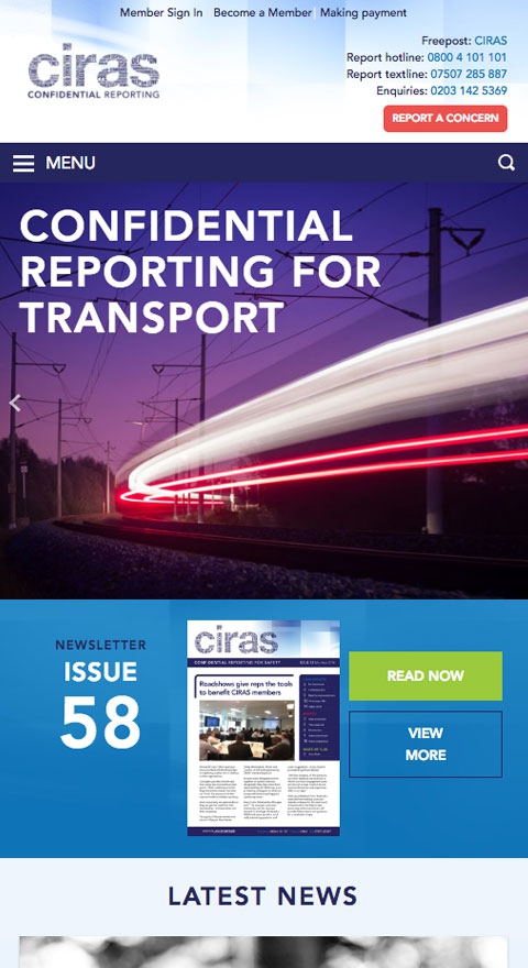 Ciras online hub responsive view