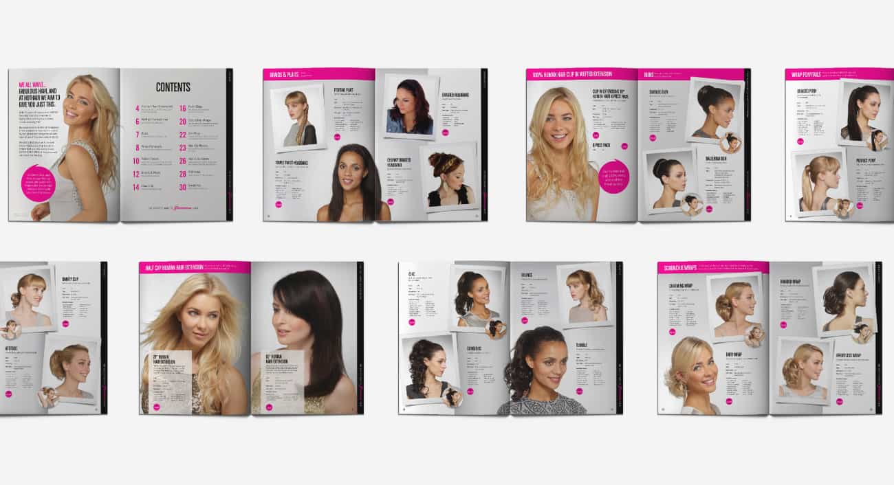 hair piece brochure design hothair
