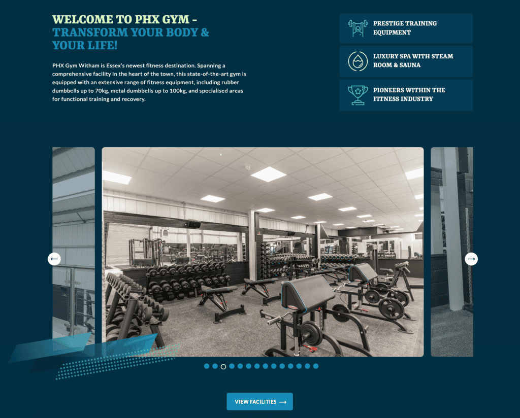 PHX Gym web design 